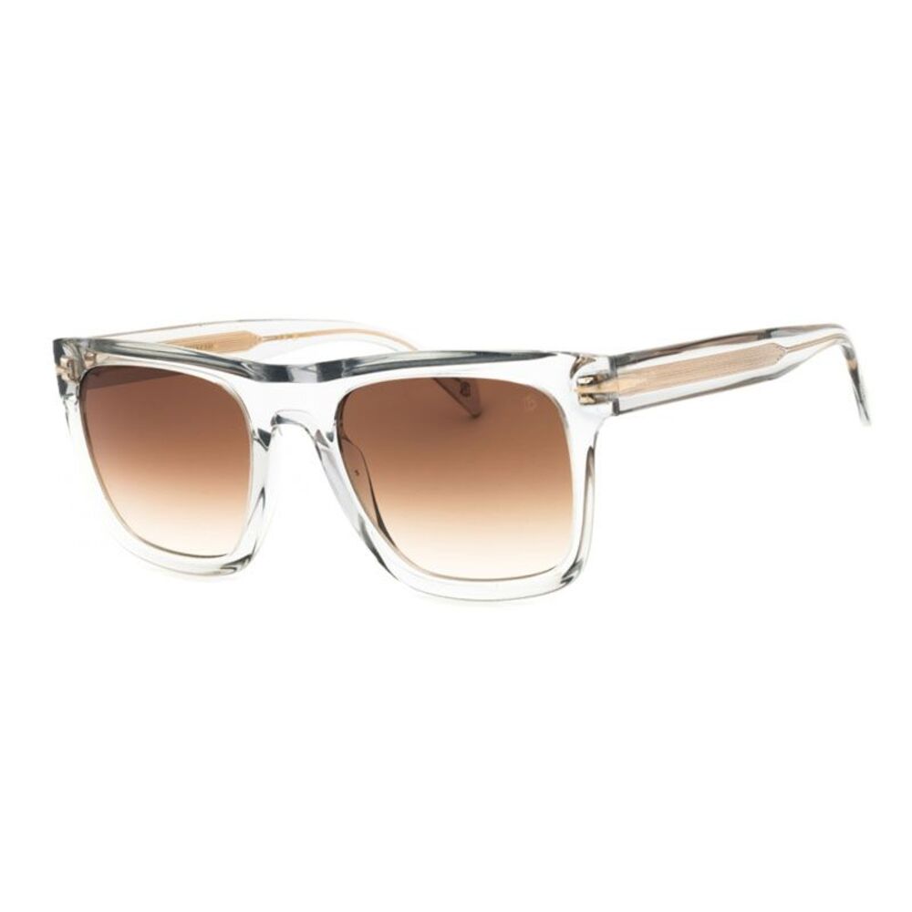 David Beckham Sunglasses Square Full Rim, Transparent Grey Frame and Dark Brown - Picture 1 of 2